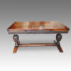 Antique oak refectory draw-leaf dining table side view