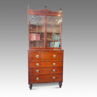 Regency inlaid mahogany secretaire bookcase front