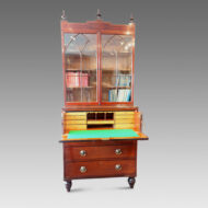 Regency inlaid mahogany secretaire bookcase