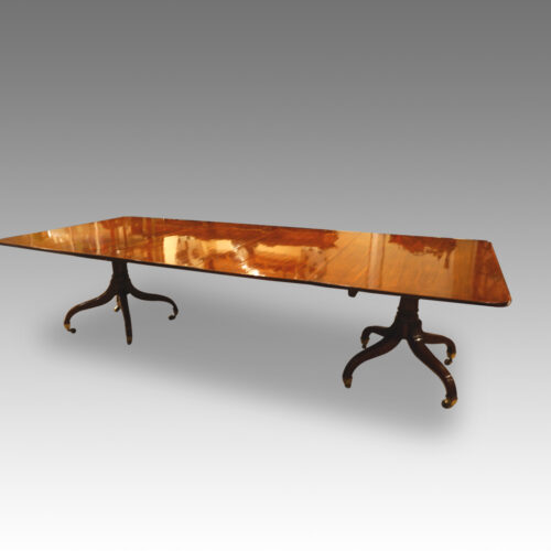 Regency twin pillar mahogany dining table side