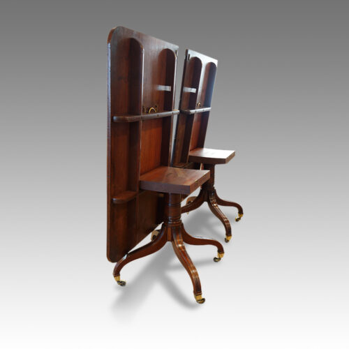 Regency twin pillar mahogany dining table upright