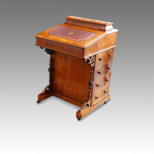 Victorian inlaid walnut Davenport desk