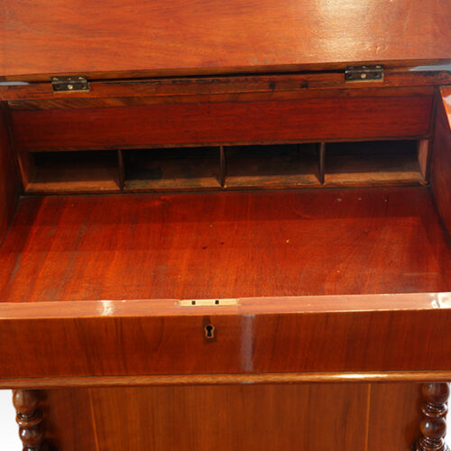 Victorian inlaid walnut Davenport desk interior