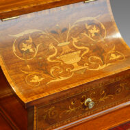 Edwardian inlaid mahogany writing desk stationary box lid