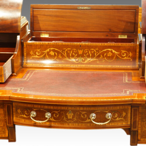 Edwardian inlaid mahogany writing desk front