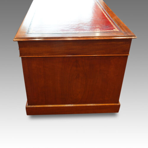Edwardian mahogany double pedestal desk side