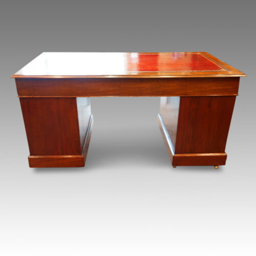 Edwardian mahogany double pedestal desk rear