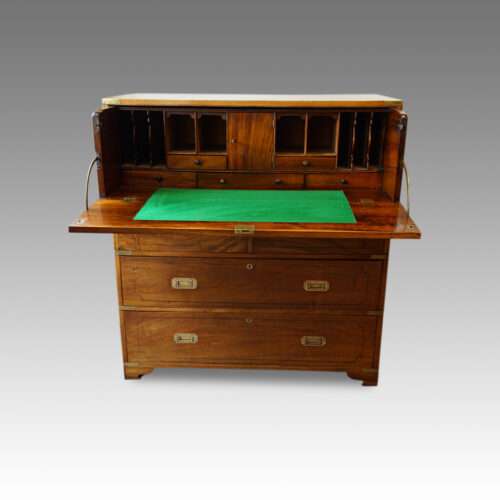 Regency camphorwood secretaire military chest desk