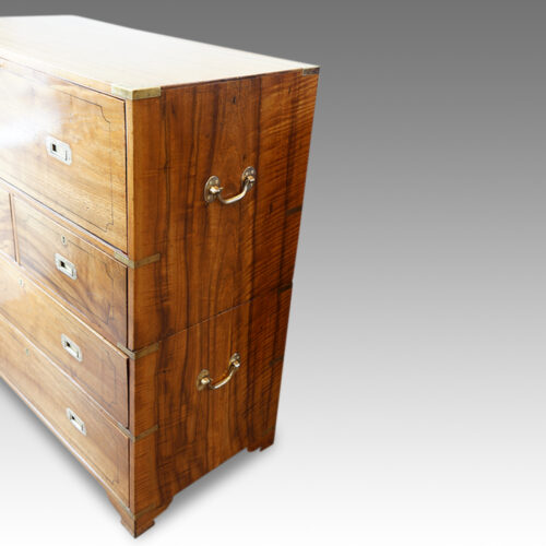 Regency camphorwood secretaire military chest side
