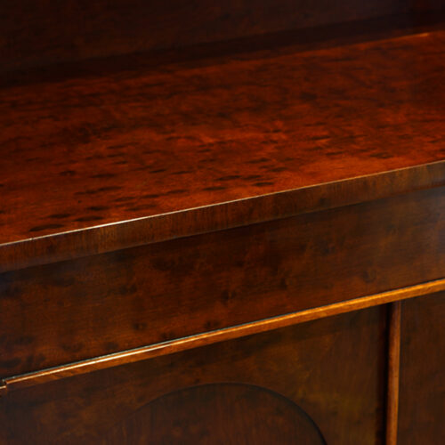 William IV 'plum pudding' mahogany chiffonier detail