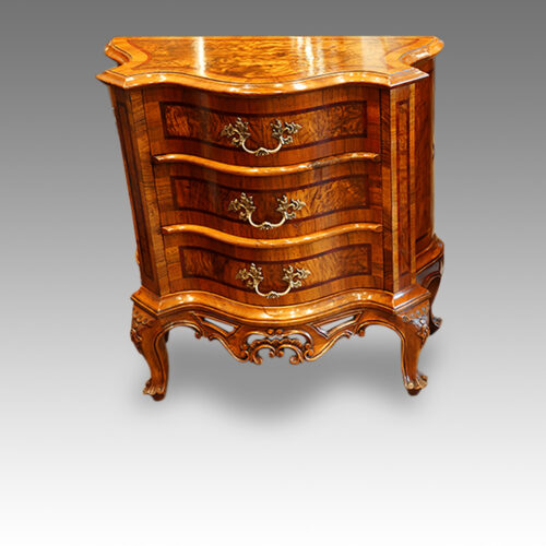 Pair of Antique serpentine bedside cabinets front