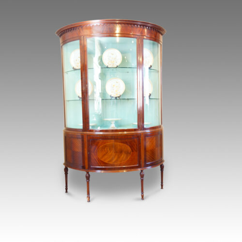 Edwardian demi lune inlaid display cabinet