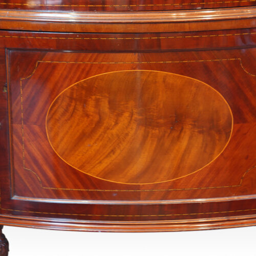 Edwardian demi lune inlaid display cabinet panel door