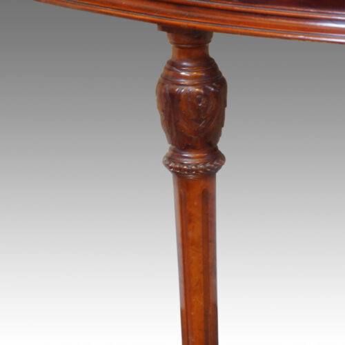 Edwardian demi lune inlaid display cabinet carved leg