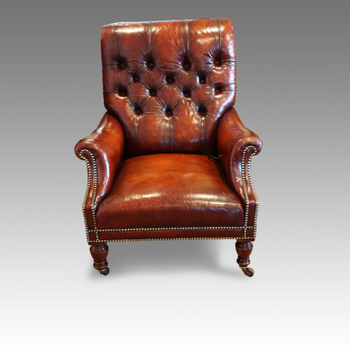 Victorian Jas. Shoolbread leather reading chair
