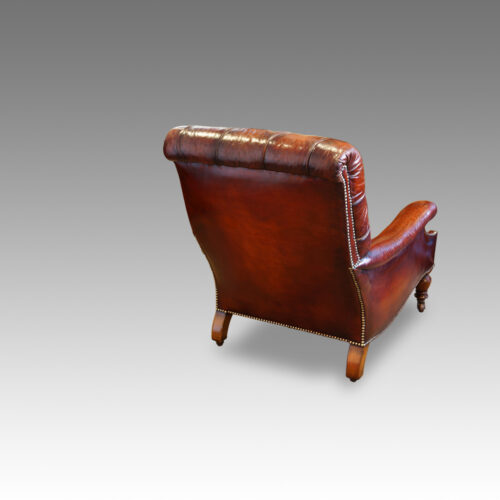Victorian Jas. Shoolbread leather reading chair rear