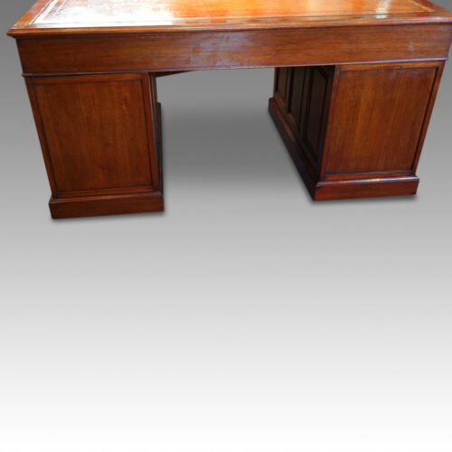 Late Victorian walnut pedestal desk rear
