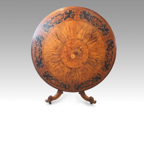 Victorian circular marquetry walnut table
