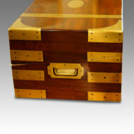 Large Victorian mahogany campaign writing slope end view
