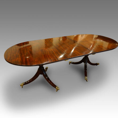 Mahogany twin pillar dining table