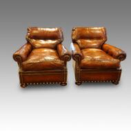 Pair of Edwardian club easy chairs