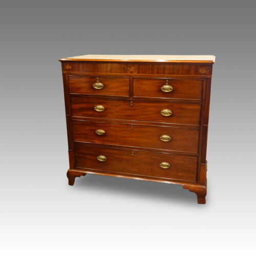 Antique mahogany North Country inlaid chest of drawers