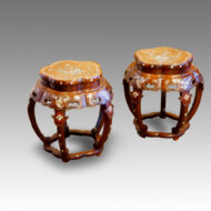 Pair of Chinese inlaid hardwood stands