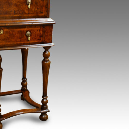 Antique Burr Elm chest on stand detail