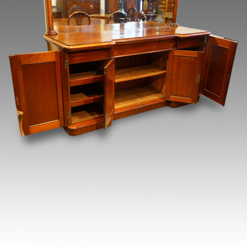Victorian mirror back sideboard doors open