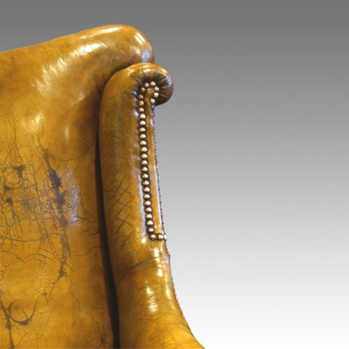Edwardian leather reading easy chair,
