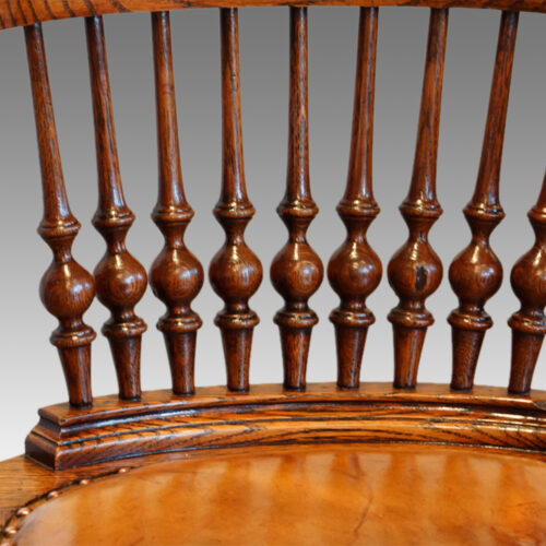 Edwardian oak revolving desk chair,1