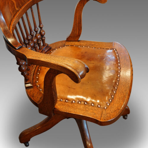 Leather seat on desk chair