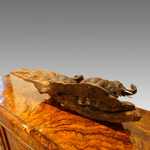 Japanese wood carving, group of elephants underneath