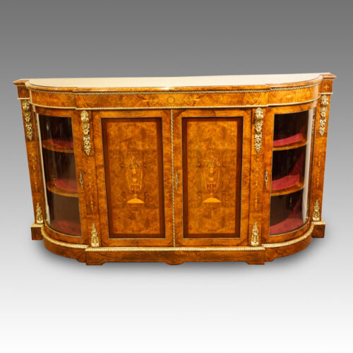 Victorian inlaid walnut 4 door credenza