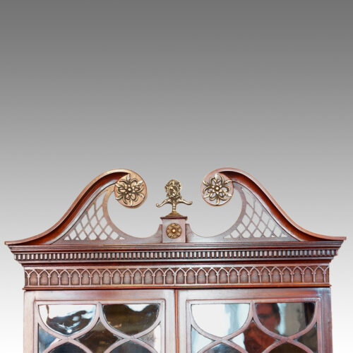 Antique bureau bookcase swan pediment