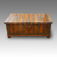 Colonial hardwood iron bound trunk