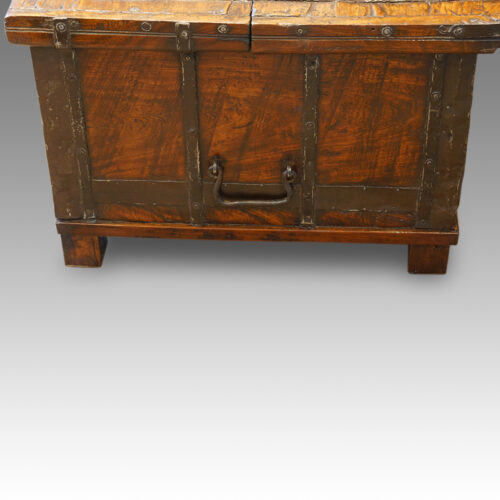 Antique iron bound trunk end