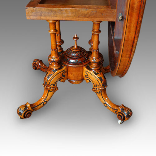 Victorian inlaid walnut oval dining table base