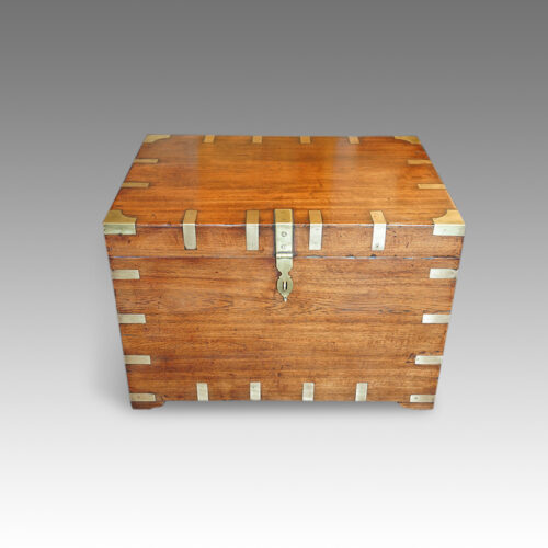 Antique brass bound campaign trunk
