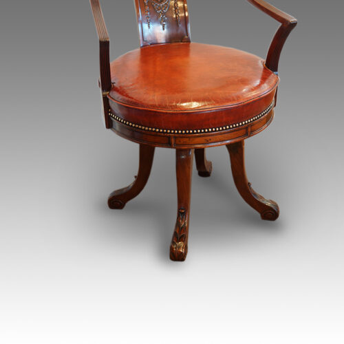 Edwardian mahogany revolving desk chair seat