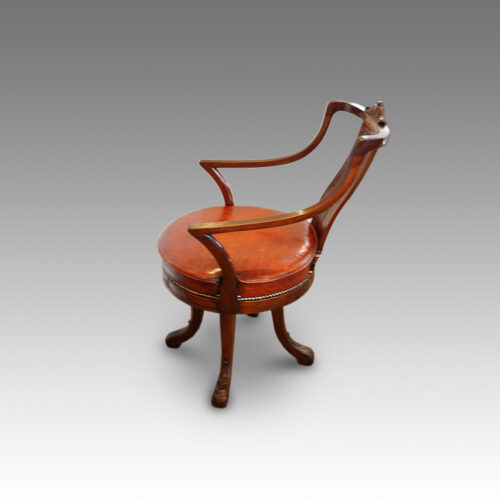 Edwardian mahogany revolving desk chair side view