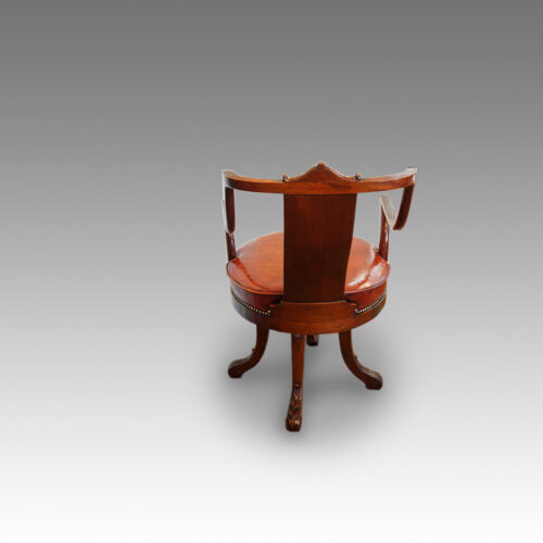 Edwardian mahogany revolving desk chair rear