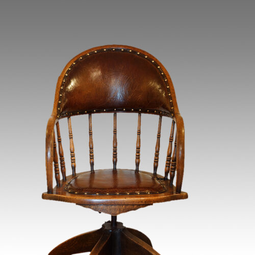 Edwardian oak revolving desk chair,1