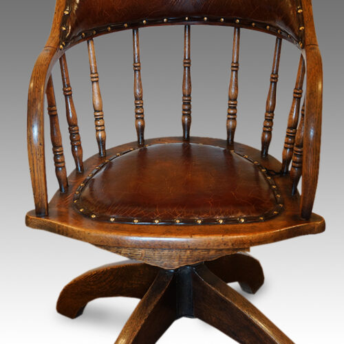 Leather seat of antique desk chair