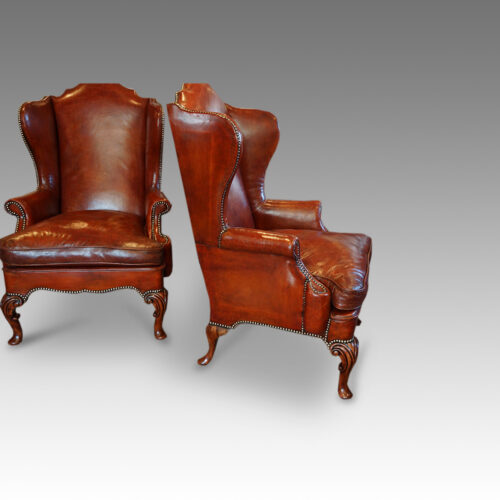 Pair of Queen Anne style wing-chairs,1
