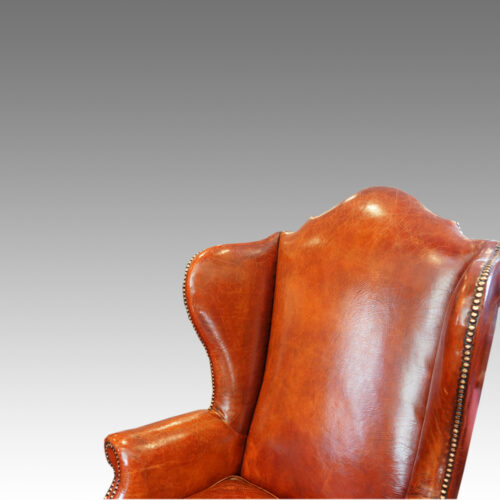 Pair of Queen Anne style walnut wing-chairs