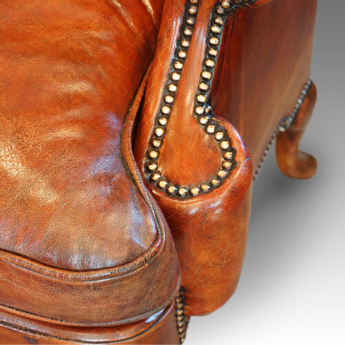 Pair of Queen Anne style walnut wing-chairs