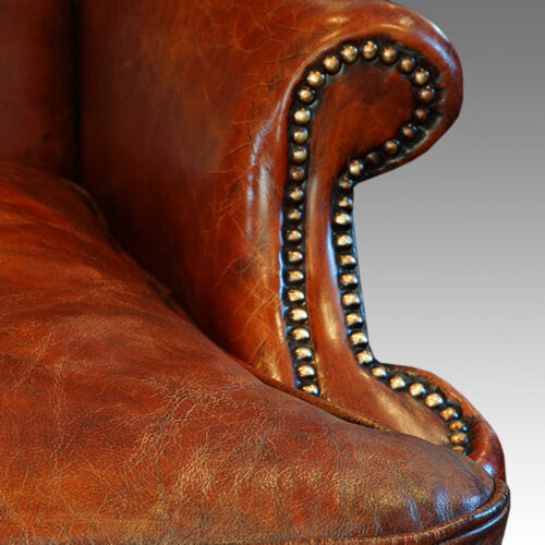 Pair of Queen Anne style walnut wing-chairs arm
