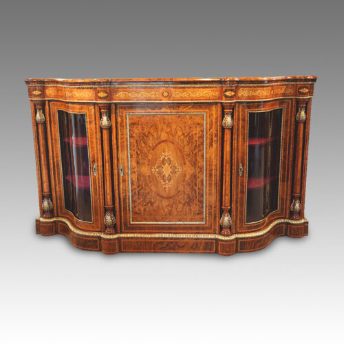 Fine Victorian inlaid walnut credenza
