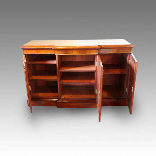 Victorian mahogany breakfront sideboard interior